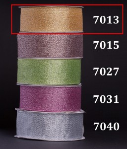 Wstążka brokatowa multikolor 25mm/32mb - 7013 słoneczny żółty - srebrny połysk