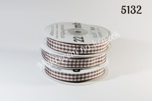 Wstążka w kratkę 12mm/22mb - 5132 brązowy