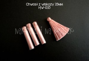 Chwost z wiskozy 35mm brudny róż