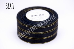 Wstążka satynowa ozdobna 6mm/22mb - 3141 czarny