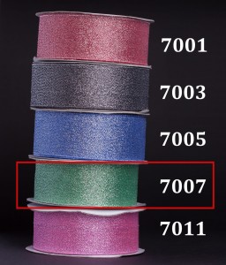 Wstążka brokatowa multikolor 25mm/32mb - 7007 zielony - srebrny połysk