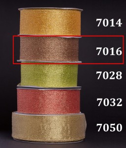 Wstążka brokatowa multikolor 25mm/32mb - 7016 brązowy - złoty połysk
