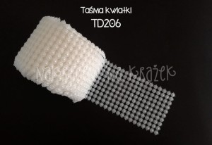 Taśma dżetowa kwiatki białe 10mm, 50cm