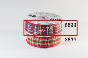Wstążka w kratkę 12mm/22mb - 5833 czerwono-niebieska