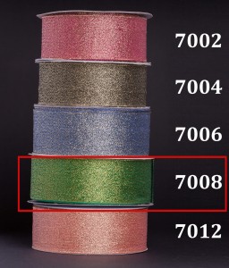 Wstążka brokatowa multikolor 25mm/32mb - 7008 ciemny zielony - złoty połysk