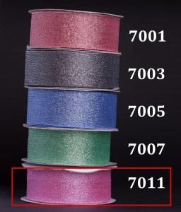 Wstążka brokatowa multikolor 25mm/32mb - 7011 różowy ciemny - srebrny połysk