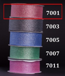 Wstążka brokatowa multikolor 25mm/32mb - 7001 róż - srebrny połysk