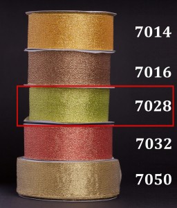 Wstążka brokatowa multikolor 25mm/32mb - 7028 pistacjowy - złoty połysk