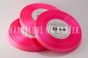 Wstążka satynowa 6mm/32mb - 8040 neonowy róż