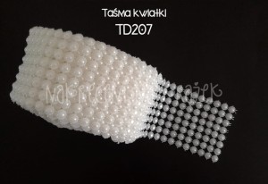 Taśma dżetowa kwiatki białe 13mm, 50cm