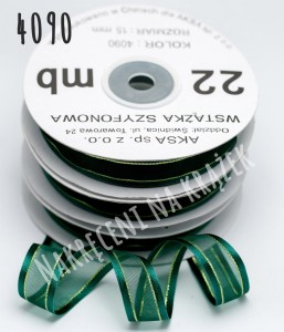Wstążka szyfonowa ozdobna 38mm/22mb - 4090 butelkowa zieleń/ szmaragdowy
