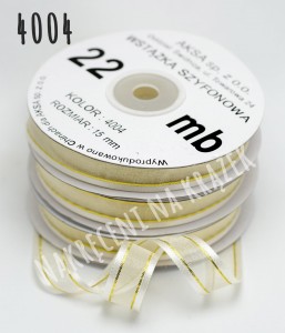 Wstążka szyfonowa ozdobna 38mm/22mb - 4004 ecru