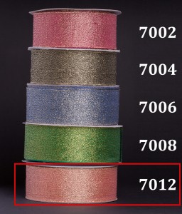 Wstążka brokatowa multikolor 25mm/32mb - 7012 brzoskwiniowy - złoty połysk