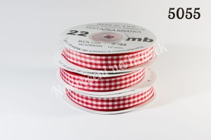 Wstążka w kratkę 12mm/22mb - 5055 czerwony