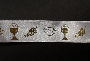 Wstążka na okazję Pierwszej Komunii Świętej - obrazki - 1m