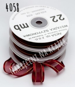 Wstążka szyfonowa ozdobna 38mm/22mb - 4058 bordowy