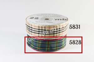 Wstążka w kratkę 25mm/22mb - 5828 granatowo-zielona