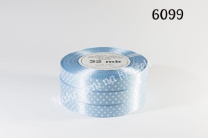 Wstążka satynowa w kropki duże 38mm/22mb - 6099 błękitny