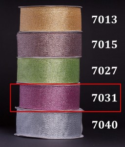Wstążka brokatowa multikolor 25mm/32mb - 7031 malinowy amarant - srebrny połysk