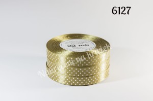 Wstążka satynowa w kropki duże 38mm/22mb - 6127 stare złoto