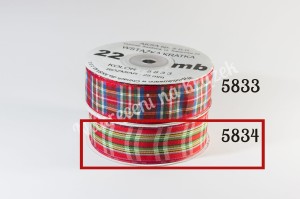 Wstążka w kratkę 12mm/22mb - 5834 czerwono-zielona