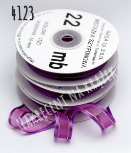 Wstążka szyfonowa ozdobna 38mm/22mb - 4123 fiolet biskupi