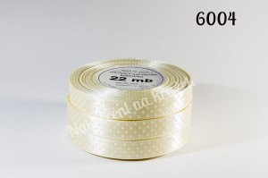 Wstążka satynowa w kropki duże 38mm/22mb - 6004 ecru