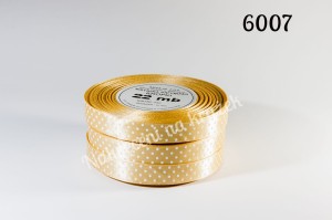 Wstążka satynowa w kropki duże 38mm/22mb - 6007 ciemny krem
