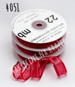 Wstążka szyfonowa ozdobna 38mm/22mb - 4051 malinowy amarant