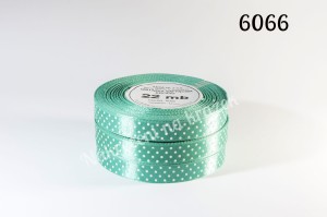 Wstążka satynowa w kropki duże 38mm/22mb - 6066 morski